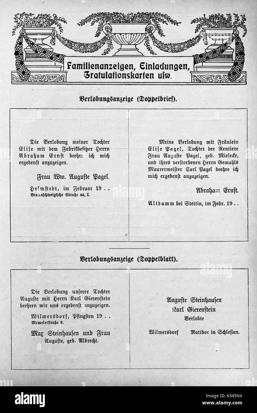 Pagina 549 di "Der Haussekretär", Berlino circa 1900, che presenta contenuti strutturati per l'istruzione amministrativa e domestica. Foto Stock