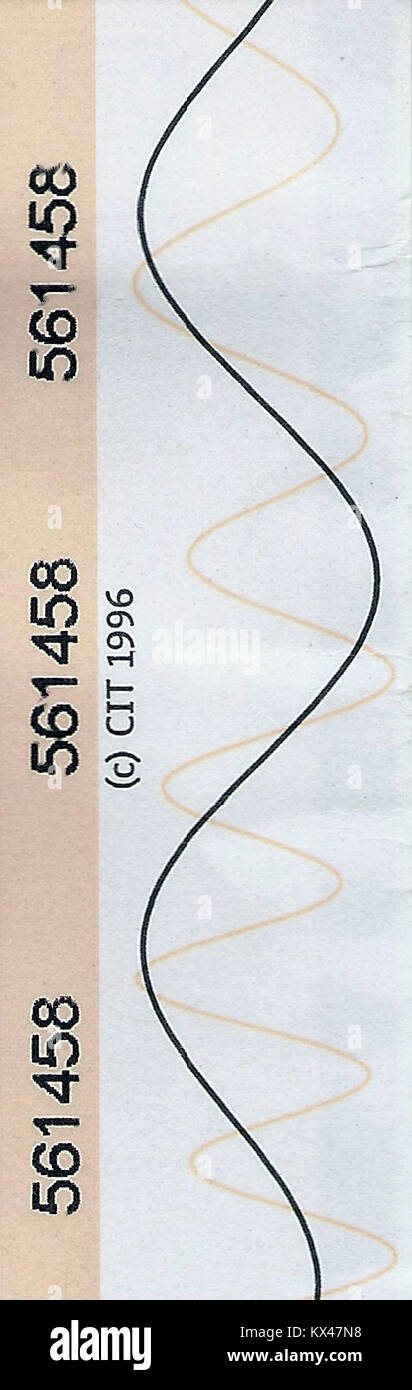 Dettaglio di un biglietto singolo della Deutsche Bahn che mostra le informazioni stampate e il design del biglietto, utilizzato per viaggi individuali in Germania. Foto Stock