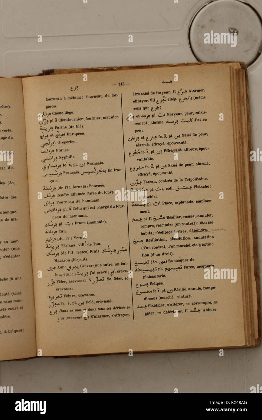 Dictionnaire Arabe-Français par Alfred Nicolas (1938) p 213 Foto Stock