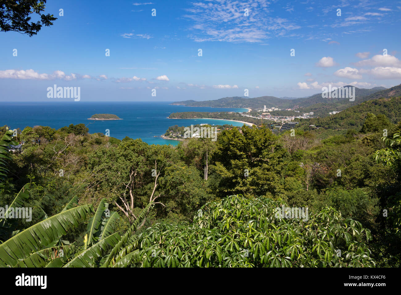 Gennaio 24, 2016 Vista Karon Phuket Thailandia vista generale del Kata Noi, Kata e Karon dal punto di vista di Karon Foto Stock