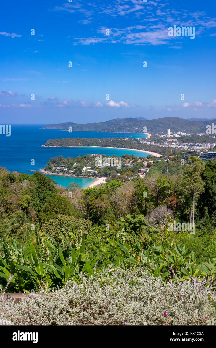 Gennaio 24, 2016 Vista Karon Phuket Thailandia vista generale del Kata Noi, Kata e Karon dal punto di vista di Karon Foto Stock