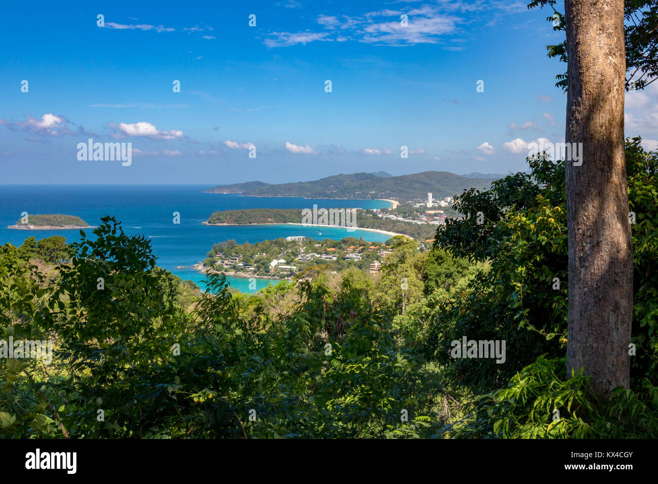 Gennaio 24, 2016 Vista Karon Phuket Thailandia vista generale del Kata Noi, Kata e Karon dal punto di vista di Karon Foto Stock