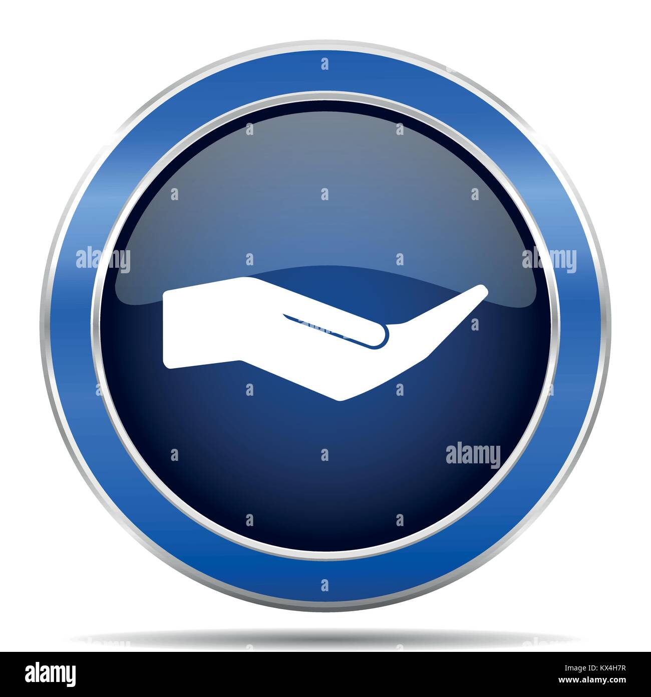 Cura umana mano icona vettore. Design moderno di colore blu metallizzato argento lucido e web mobile pulsante applicazioni in eps 10 Illustrazione Vettoriale