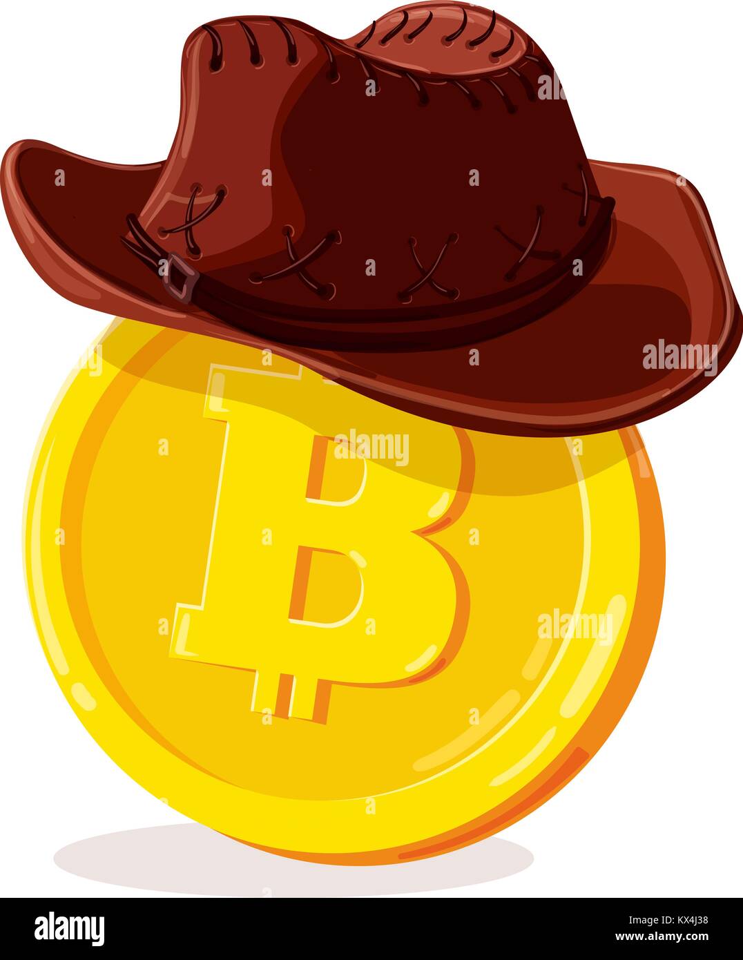 Bitcoin nel cappello da cowboy. Cartoon valuta digitale. Oro  cryptocurrency. Denaro e finanze simbolo. Il minatore bit criptocurrency  coin. Illustrazione Vettoriale Immagine e Vettoriale - Alamy