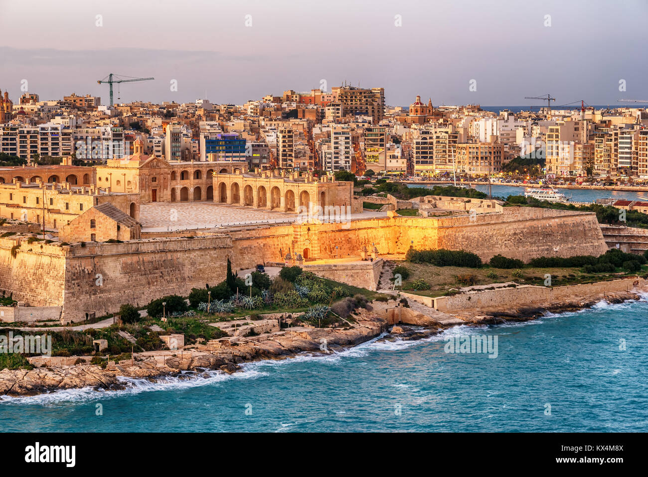 Malta: Manoel Island, Il-Gzira, Sliema e Marsans Harbour Foto Stock