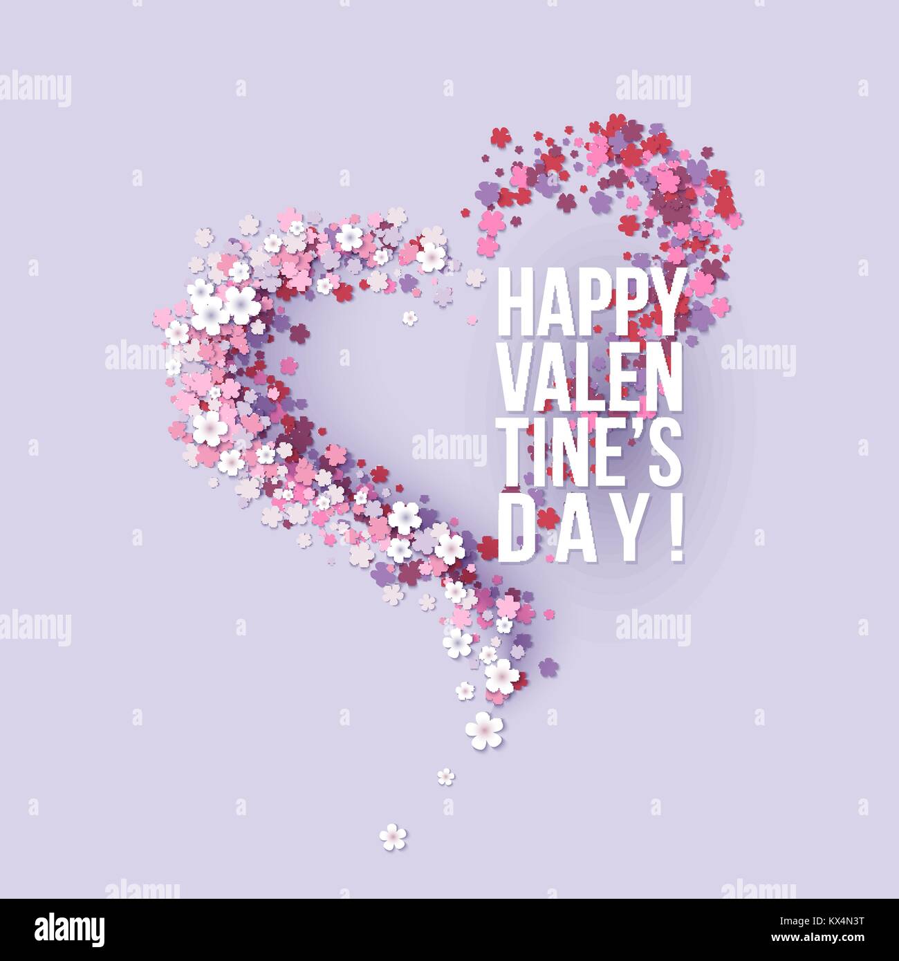 Valentines Day card con fiori di colore rosa a forma di cuore Illustrazione Vettoriale