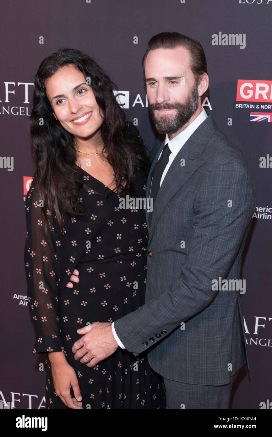 Joseph Fiennes e Maria Dolores Dieguez frequentare il BAFTA Los Angeles Awards stagione Tea Party al Hotel Four Seasons di Beverly Hills, in California, USA, il 06 gennaio 2018. Foto: Hubert Boesl - nessun filo SERVICE - foto: Hubert Boesl/dpa Credito: dpa picture alliance/Alamy Live News Foto Stock