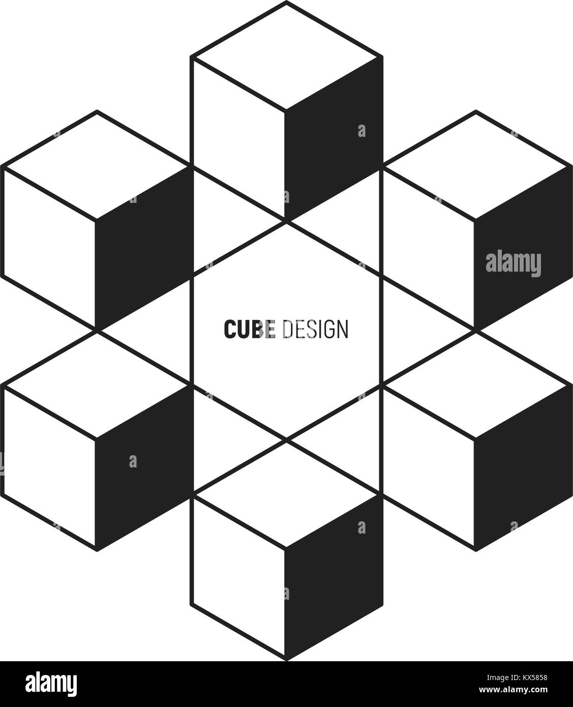 Abstract cubetti isometrica. monocromatico vettore adatto per il logo o design infografico Illustrazione Vettoriale