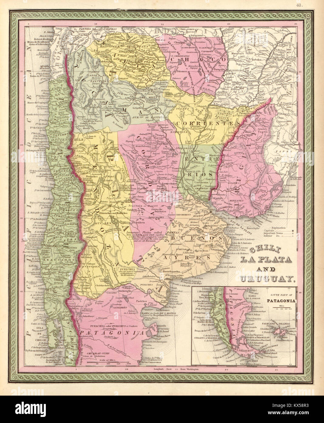 Chilie, La Plata, Uruguay - 1849 Foto Stock