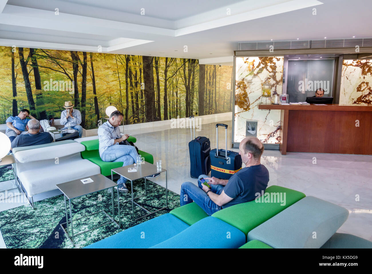 Lisbon Portugal,Marques de Pombal,Fenix Garden,hotel,reception check in reception prenotazione registrazione registro prenotazioni,lobby,ospiti,uomo Foto Stock
