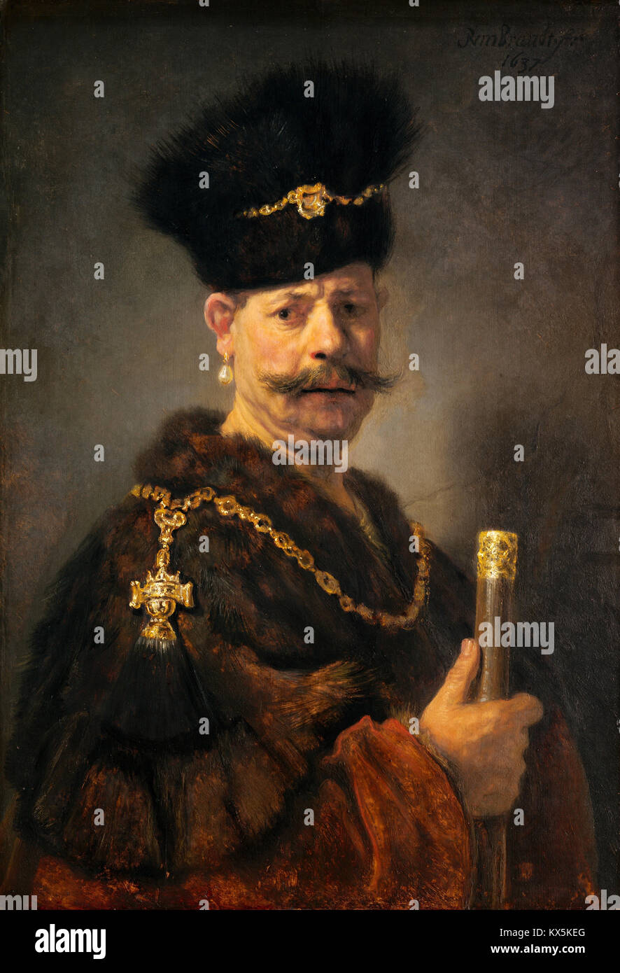 Un nobiluomo Polacco, 1637 Da Rembrandt Foto Stock