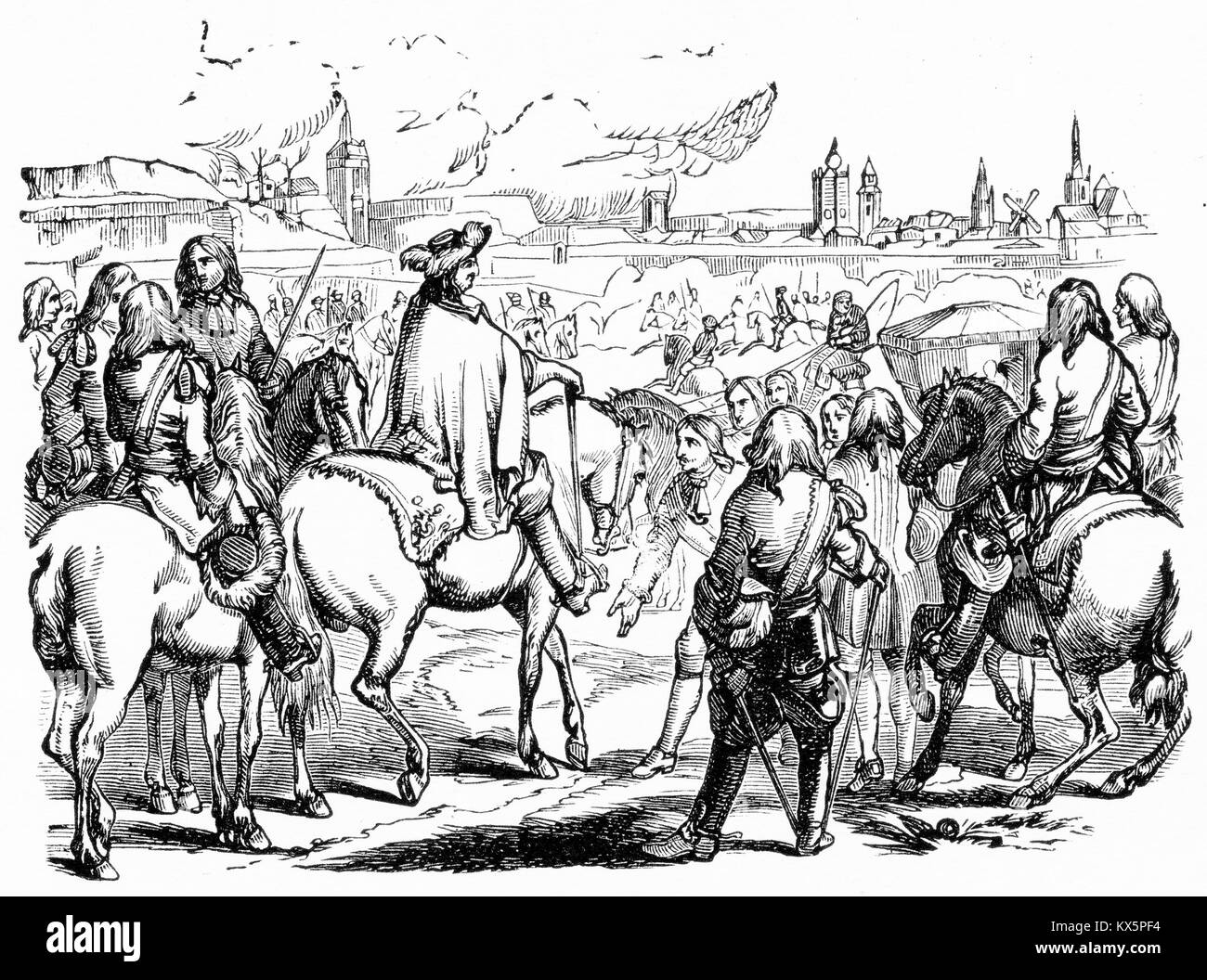 Incisione di Luigi XIV di Francia dirigere un assedio. Da Luigi XIV da Jacob Abbott, 1846. Foto Stock