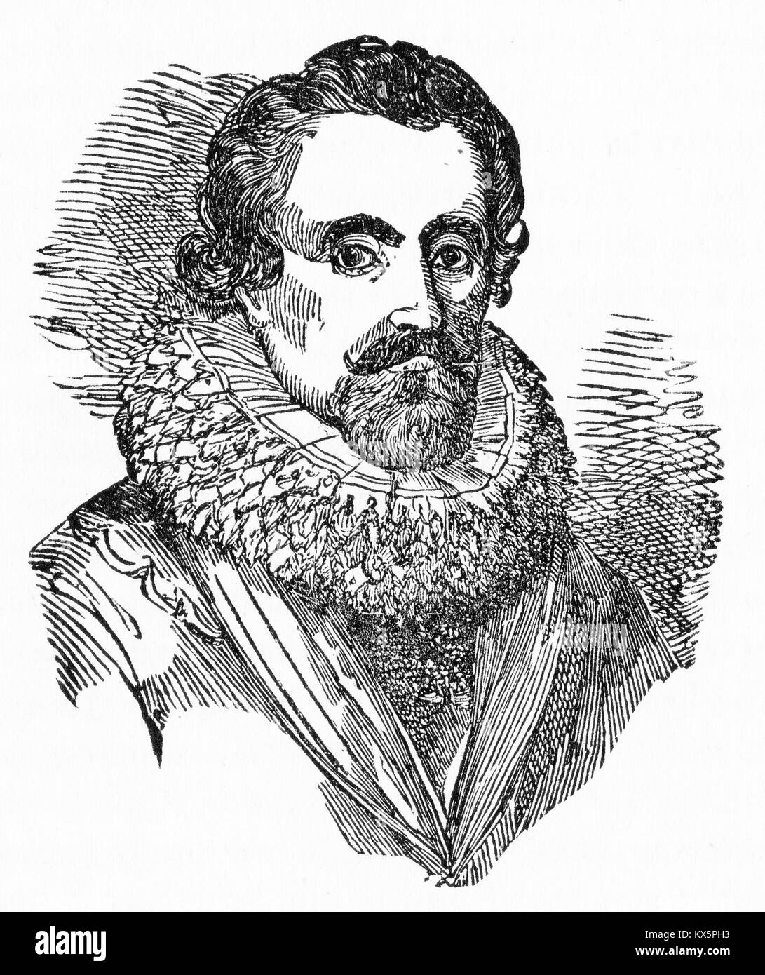 Incisione di Giacomo I Stuart re d' Inghilterra e Giacomo VI di Scozia. Da Elizabeth da Jacob Abbott, 1876. Foto Stock