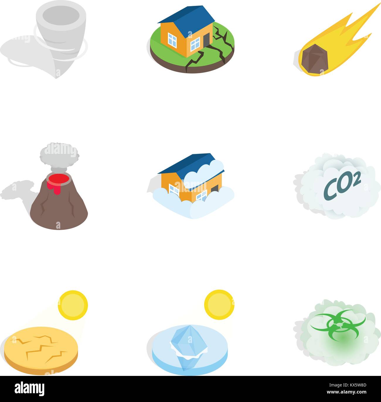 Icone di emergenza isometrica 3d style Illustrazione Vettoriale