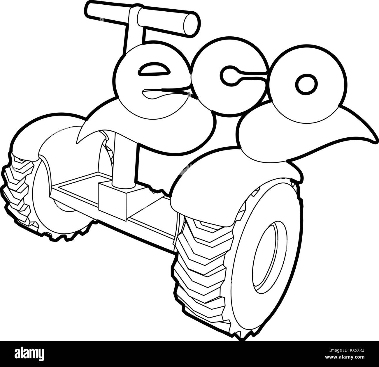 Icona del Segway, stile contorno Illustrazione Vettoriale