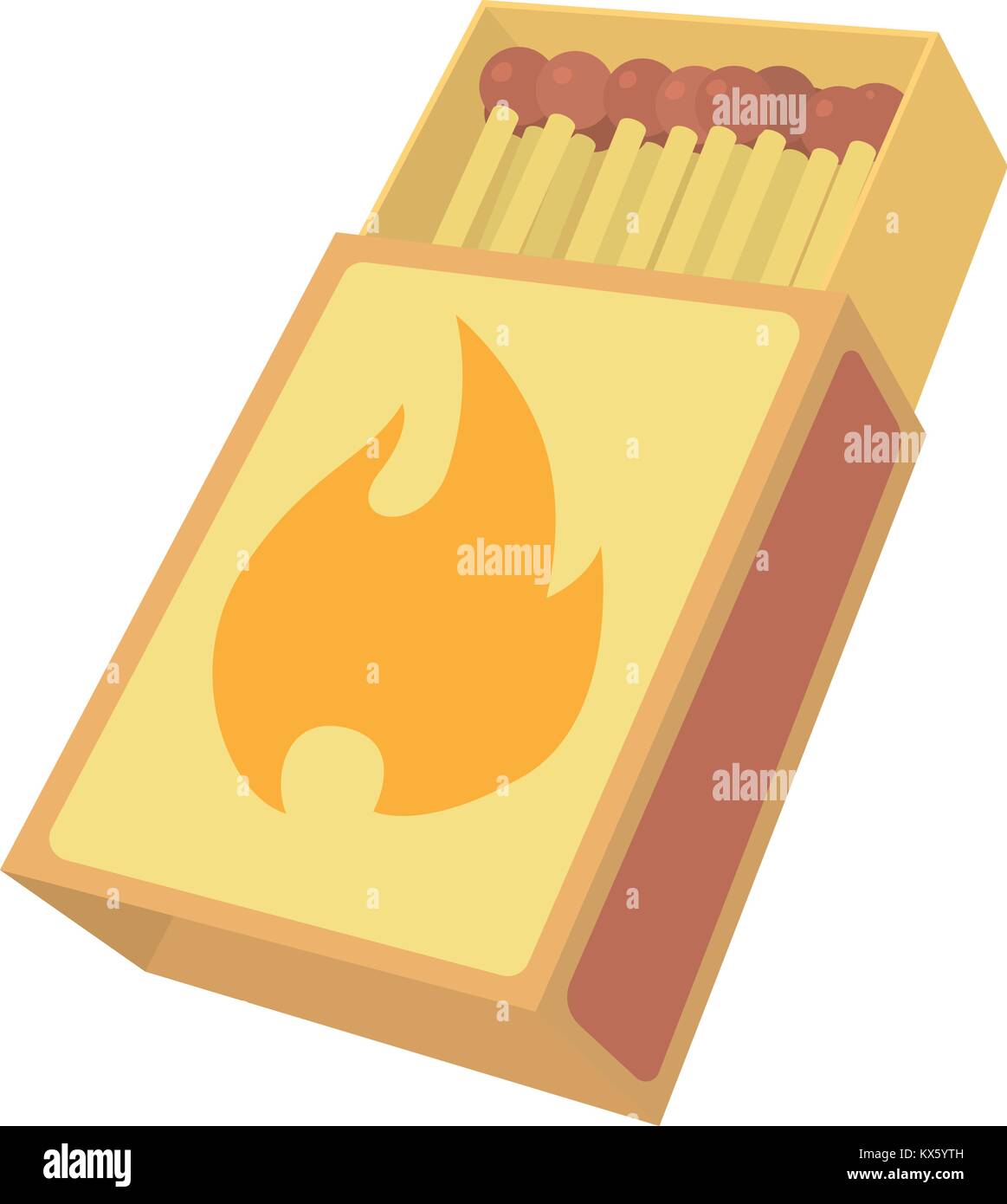 I fiammiferi in scatola , icona di stile cartoon Illustrazione Vettoriale