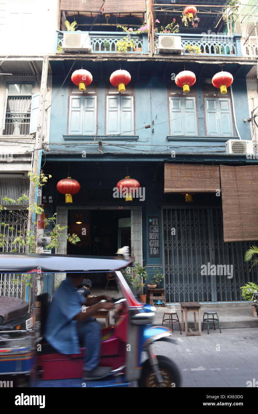 -Tuk Tuk a Chinatown, Bangkok, Thailandia Foto Stock