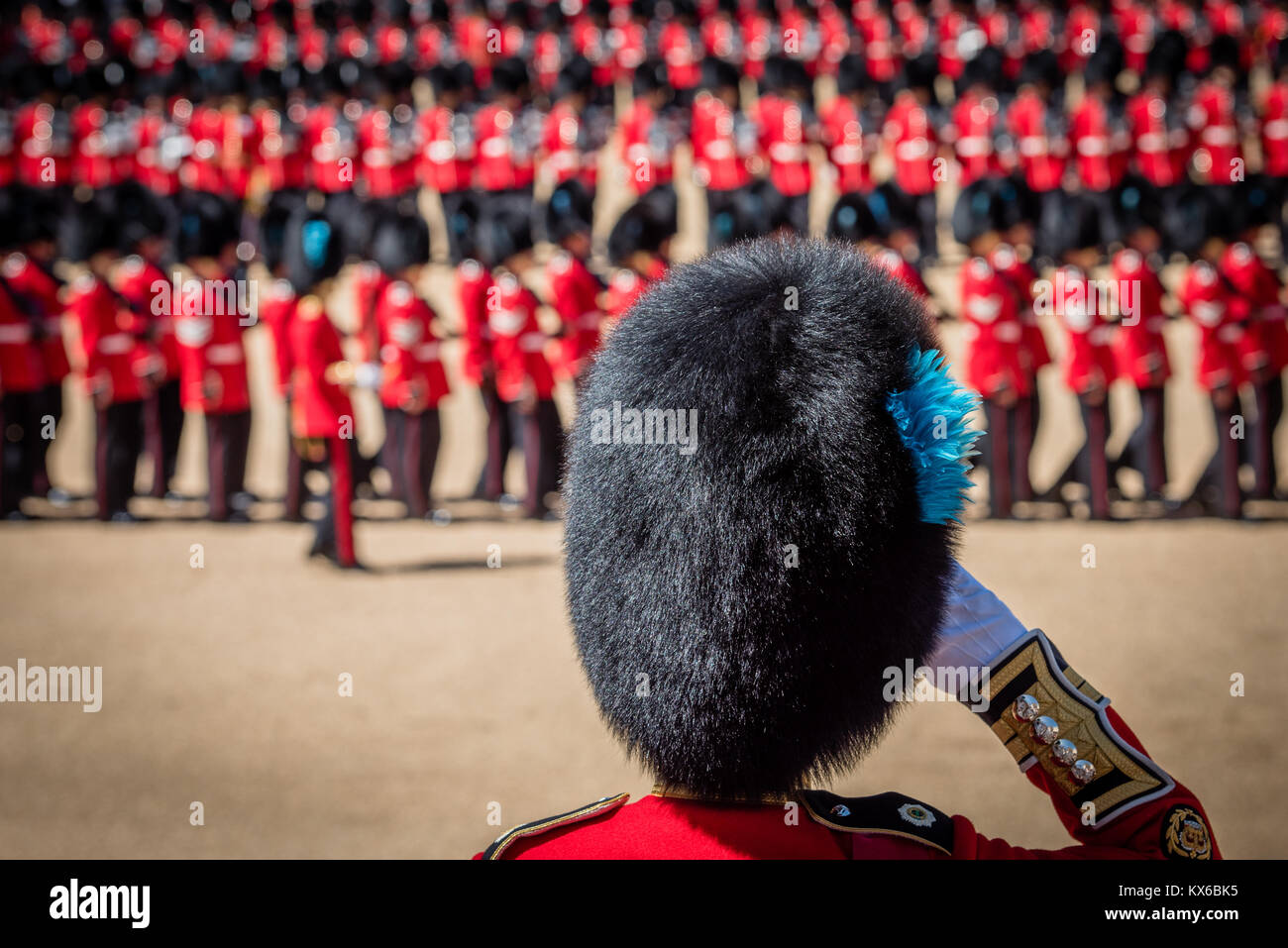 Trooping il colore prove 2017 presso la sfilata delle Guardie a Cavallo a Londra Foto Stock