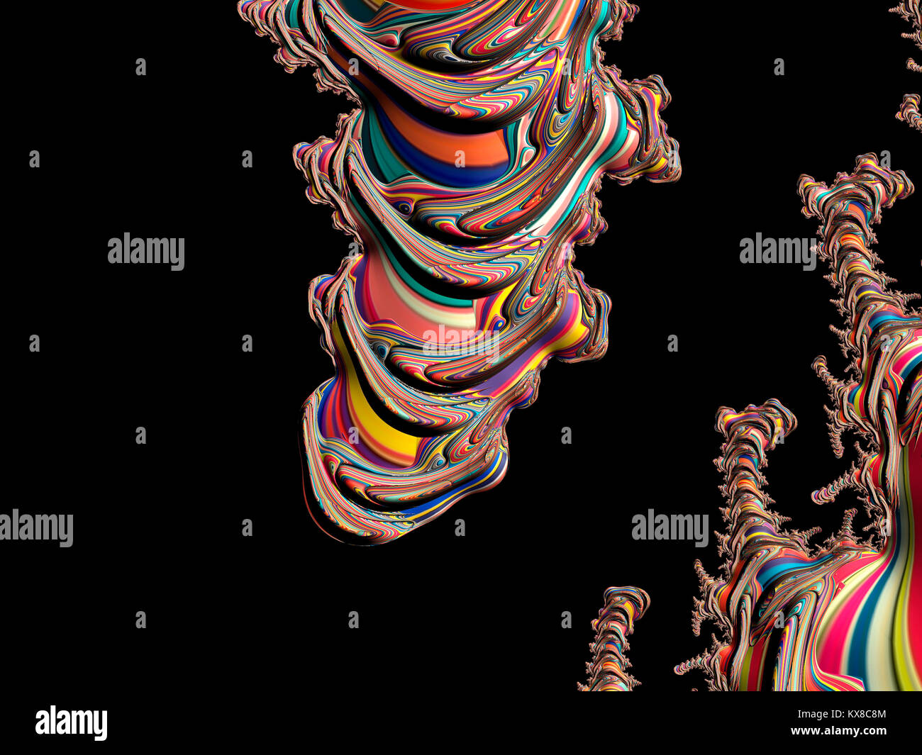 Modello frattale nello spazio - un modello frattale su sfondo nero Foto Stock