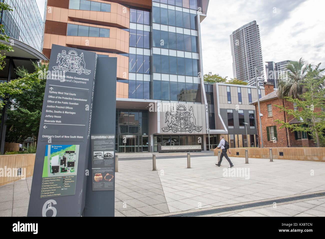 Giustizia Precinct in Parramatta Sydney occidentale include il sud ovest di magistratura giudicante, corte per bambini, servizi legali,Sydney , Australia Foto Stock