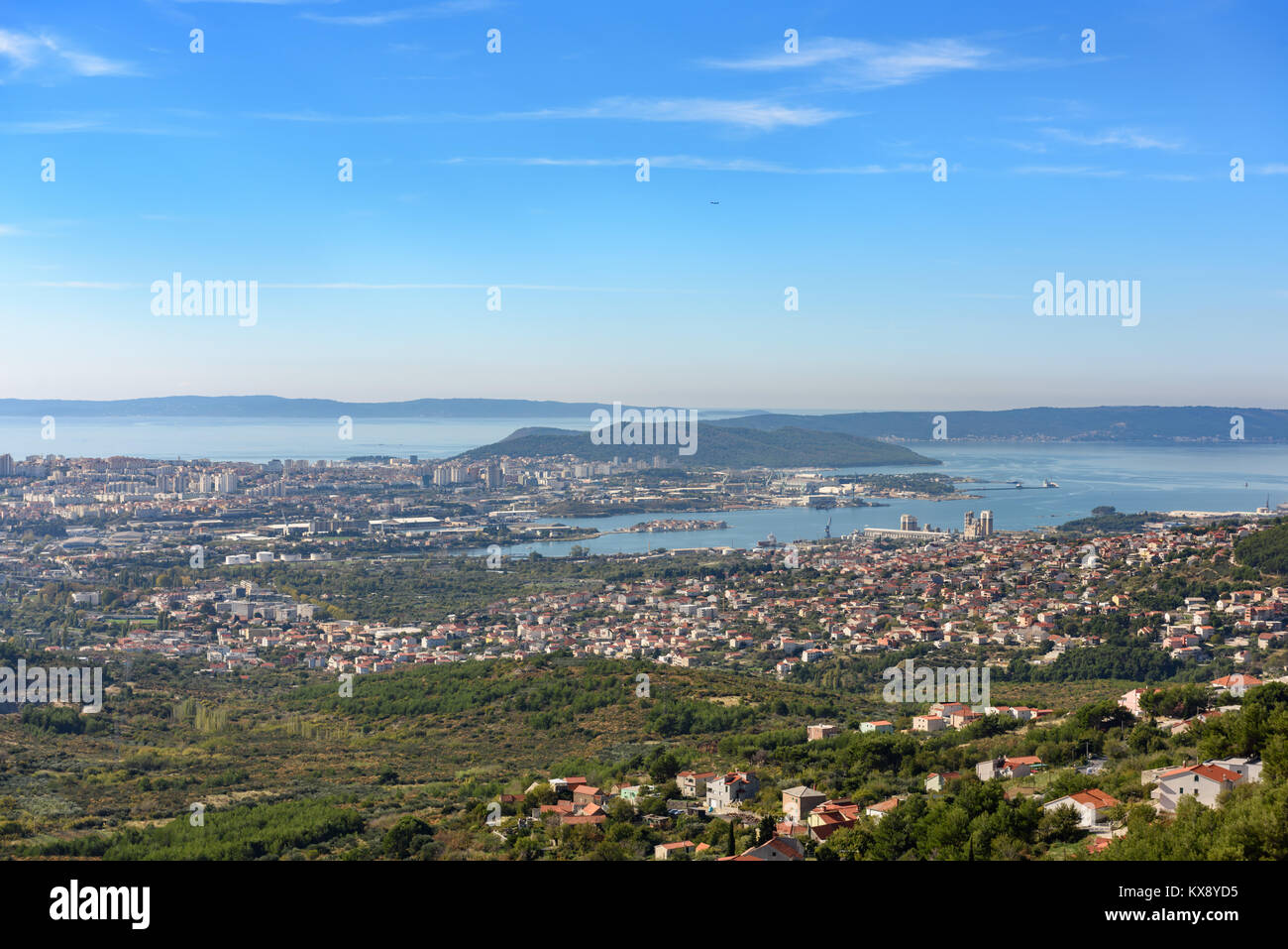 Città di Spalato visto dalla fortezza Klis, Croazia Foto Stock
