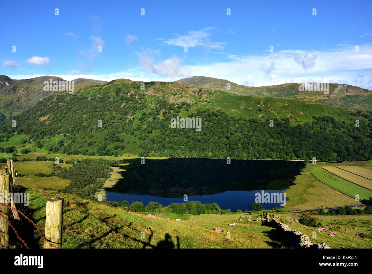 Le riflessioni del mattino in fratelli acqua al di sotto di Hartsop sopra come Foto Stock