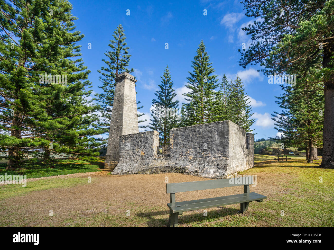 Isola Norfolk, australiano territorio esterno, Kingston, la vista delle rovine del sale casa costruita nel 1846 e emlpoyed per la estrazione di sale fro Foto Stock