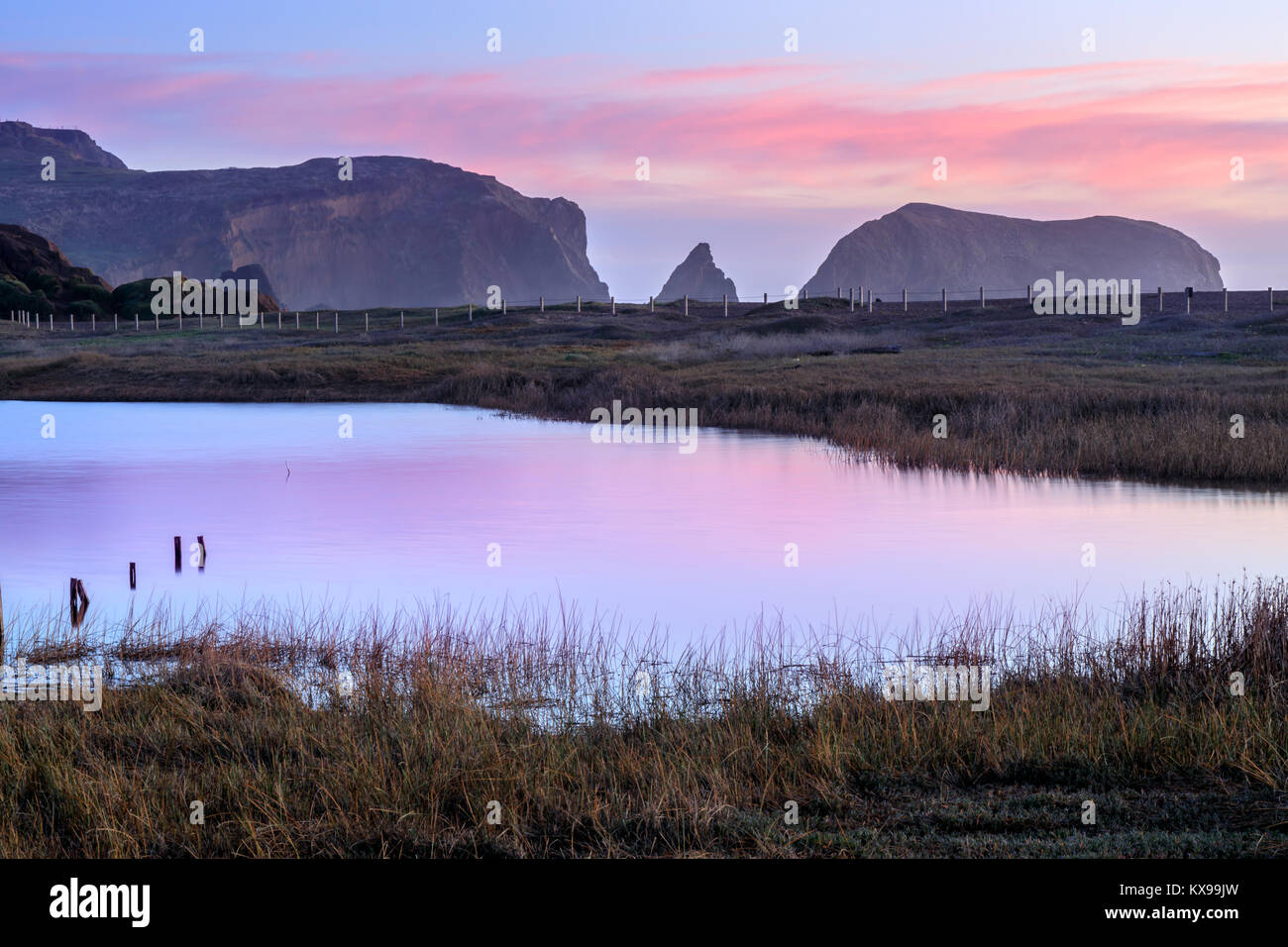 Rodeo Lagoon nei colori del tramonto. Foto Stock