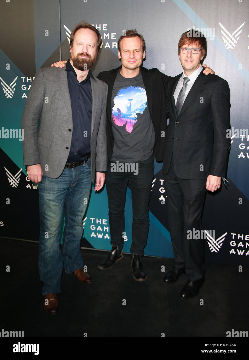 Il Game Awards 2017 presso Microsoft Theatre - Arrivi con: Jan-Bart van Beek, Hermen Hulst, Mark Cerny dove: Los Angeles, California, Stati Uniti quando: 07 Dic 2017 Credit: Tony Forte/WENN Foto Stock