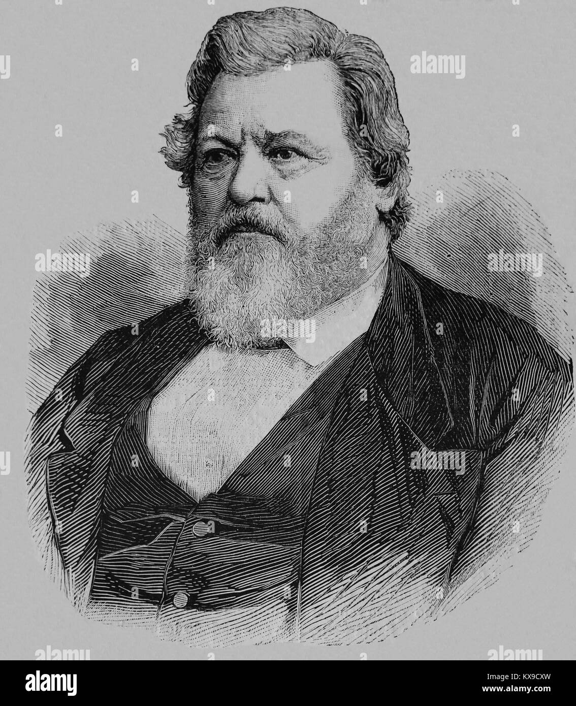 Karl Vogt (1817-1895). Scienziato tedesco, filosofo e uomo politico. Incisione, 1883. Foto Stock