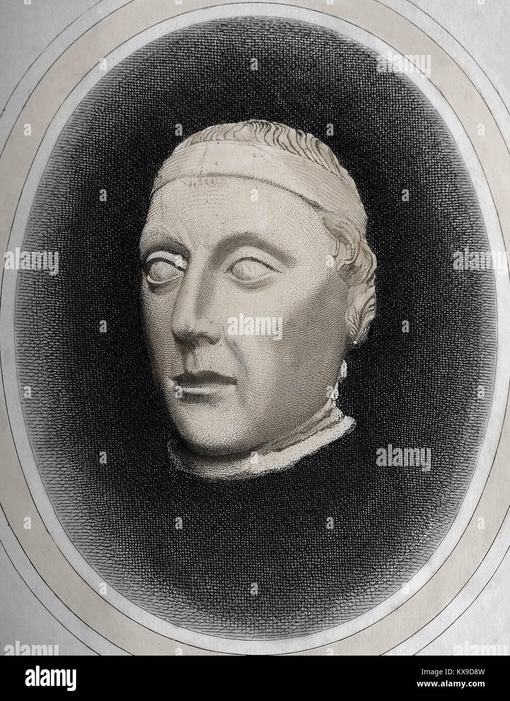 Pietro I di Castiglia (1334-1369). Chiamato il crudele. Re di Castiglia e Leon 1350 a 1369. Incisione, 1879. Foto Stock