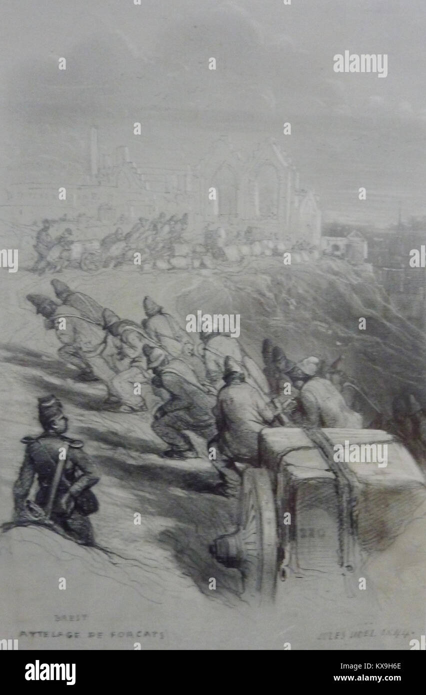 "Attelage de forêts" di Jules Noël, che illustra i paesaggi forestali francesi del XIX secolo e mostra rappresentazioni artistiche della natura e del patrimonio culturale, conservate al Museo di Belle Arti di Brest Foto Stock