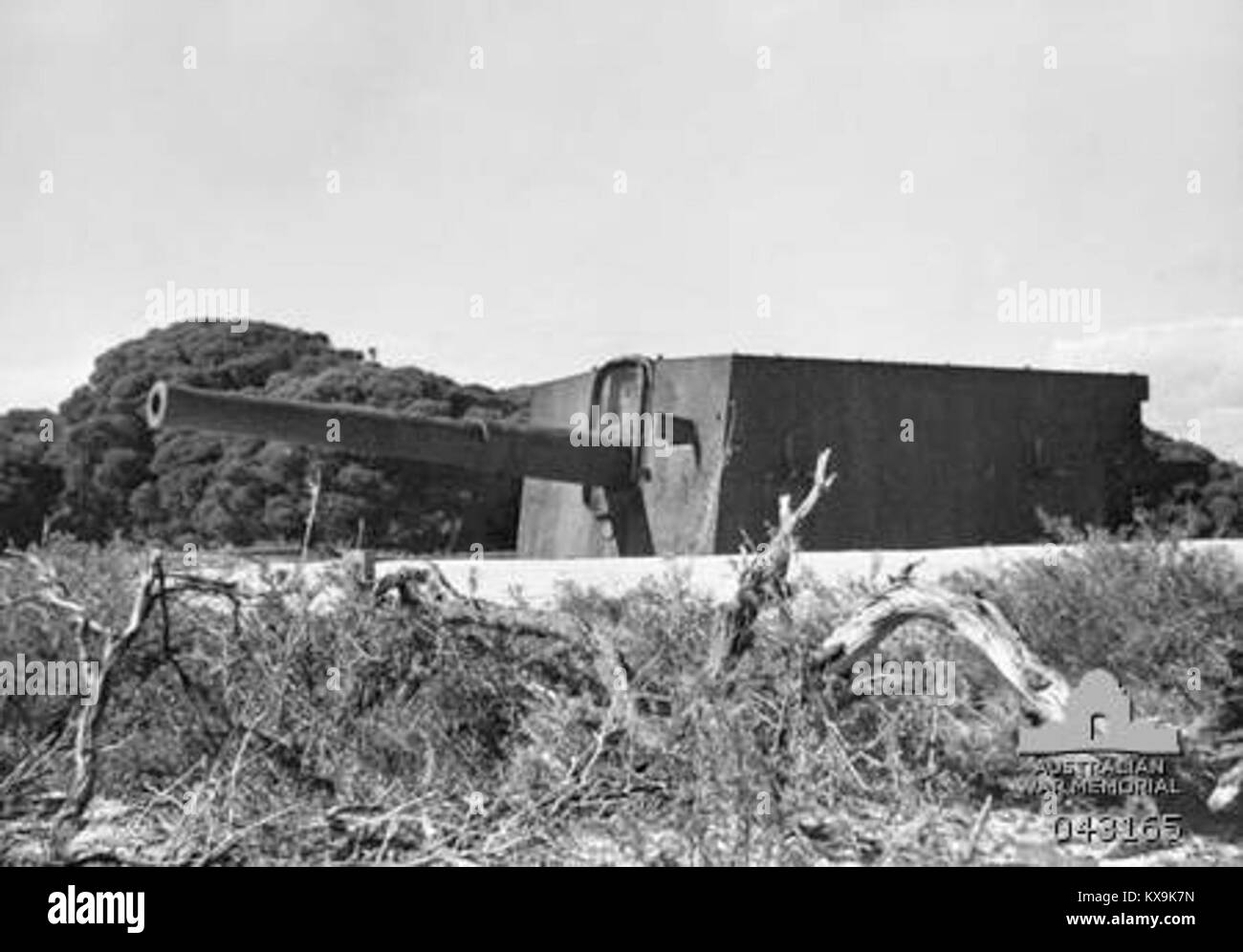 Il cannone da 9,2 pollici della Oliver's Battery in Australia è stato utilizzato durante la seconda guerra mondiale. Rappresenta gli sforzi storici di difesa militare e lo spiegamento strategico di artiglieria. Foto Stock