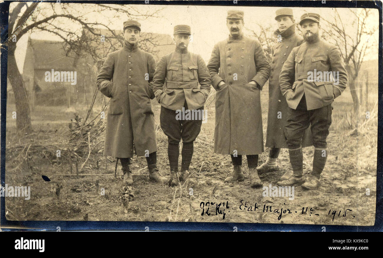 92e Régiment. Etat-Major 11e. 1915 - Fonds Berthelé - 49FI1714 Foto Stock