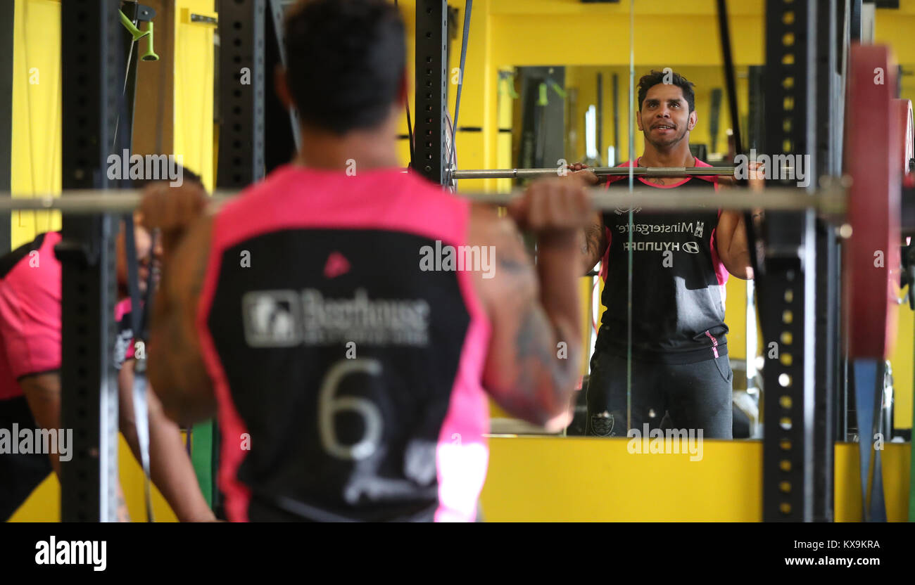 L'Albert Kelly dello Hull FC ha un allenamento in palestra durante la giornata dei media al County Road Training Ground, Hull. PREMERE ASSOCIAZIONE foto. Data immagine: Lunedì 8 gennaio 2018. Vedere la storia di PA RUGBYL Hull. Il credito fotografico dovrebbe essere: Mike Egerton/PA Wire. Foto Stock