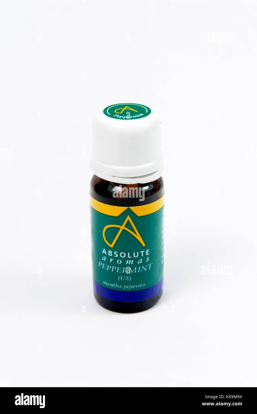 La menta piperita olio essenziale. Foto Stock