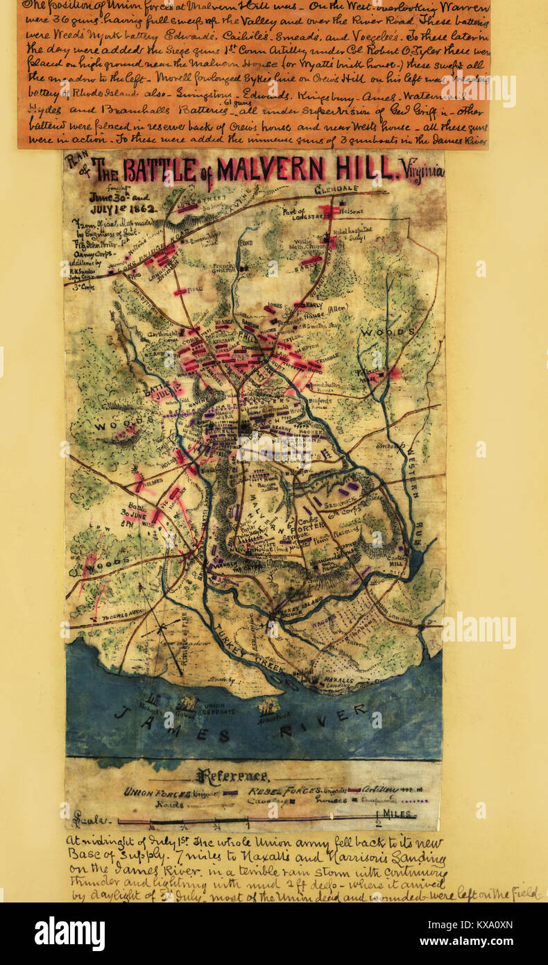 Battaglia di Malvern Hill, Virginia. Ha combattuto il 30 giugno e il 1 luglio 1862. Foto Stock