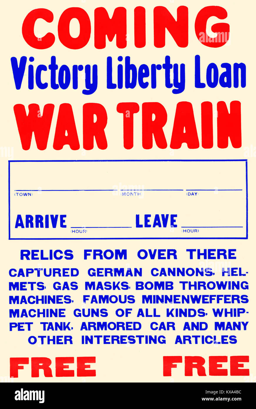 Prossimi, vittoria Liberty prestito treno di guerra Foto Stock