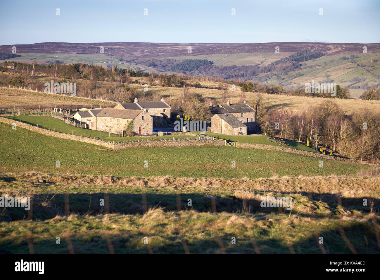 Convertito fabbricati agricoli per alloggio privato. Gill Beck Farm. La torba Lane, Bewerley, Nidderdale, North Yorkshire Foto Stock