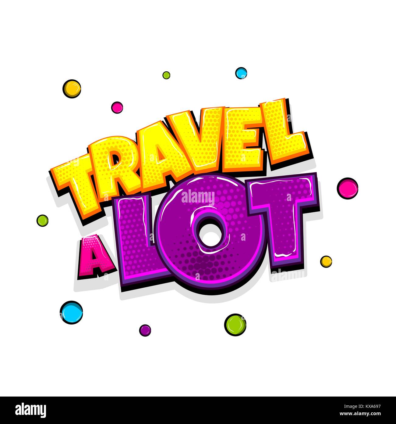 Testo di fumetti pubblicizzare glosssy travel Illustrazione Vettoriale