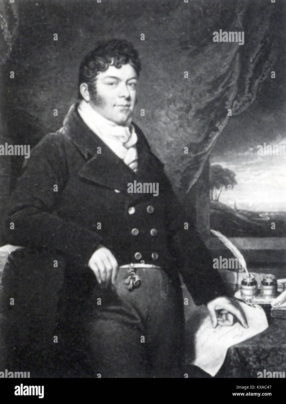 William Alexander Madocks, proprietario terriero e membro del Parlamento, fondatore di Porthmadog e Tremadog entrambi dei quali sono a lui intitolato. Foto Stock