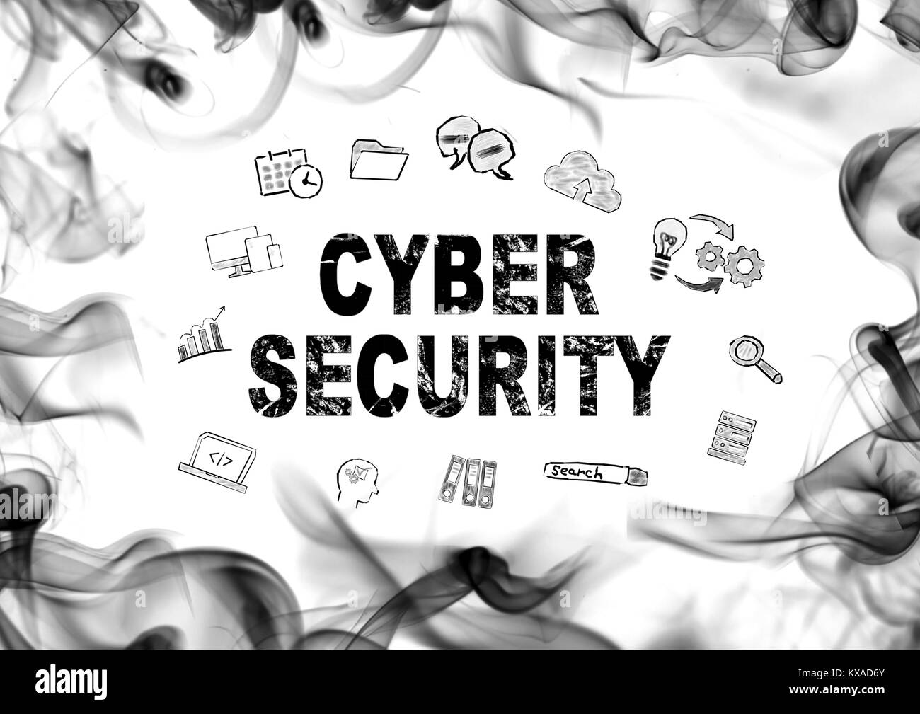 Cyber Security concetto. Il fumo bianco. Abstract, pubblicità e marketing background Foto Stock