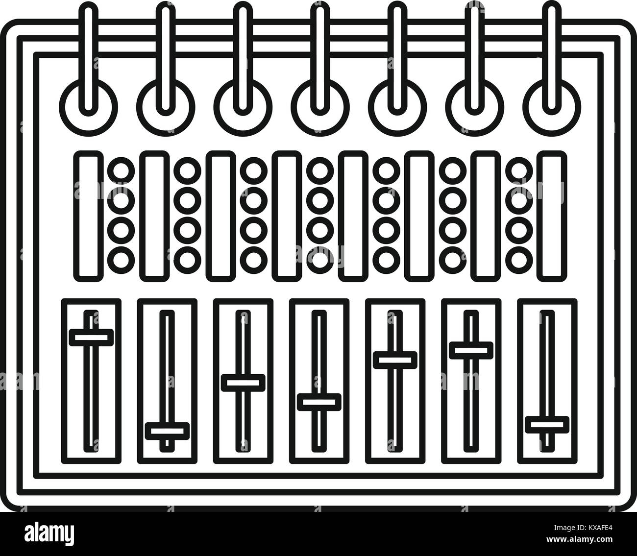 Sound Studio record Icona attrezzature, stile contorno Illustrazione Vettoriale