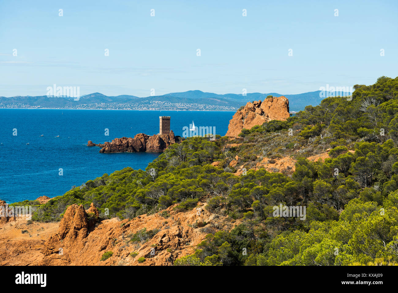 Cap du Dramont, Massif de l' Esterel, Esterel, Dipartimento del Var, Regione Provence-Alpes-Côte d' Azur, Francia Foto Stock