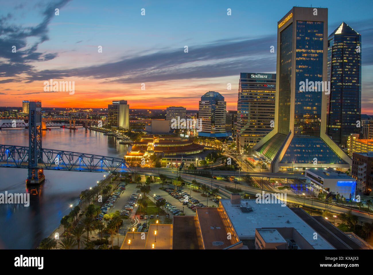 Tramonto, Cityscape, Jacksonville, Florida, Stati Uniti d'America, da Bill Lea/Dembinsky Foto Assoc Foto Stock
