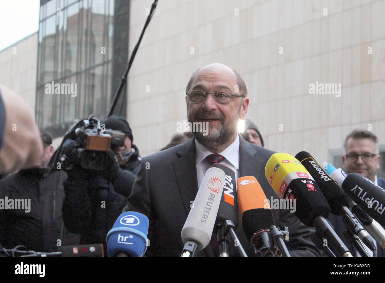 Sondierungsgespräche a Berlino, Germania. Il 9 gennaio, 2018. Foto di "parlare esplorativa", dotate di: Martin Schulz (SPD), Dove: Berlino /Germania, quando: 09.01.2018 Credito: Tahsin Ocak/Alamy Live News Foto Stock