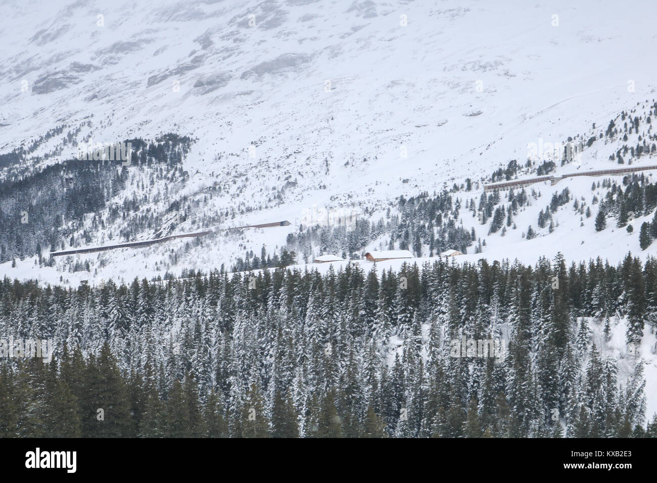Grindelwald, Svizzera. Il 9 gennaio, 2018. Neve fresca sulle montagne di Grindelwald. Buone condizioni di neve continuare attraverso le Alpi europee e Swiss località alpine di Grindelwald ha beneficiato e ha aiutato la sua industria turistica, rispetto alle stagioni precedenti in cui vi è stata una mancanza di neve Credito: amer ghazzal/Alamy Live News Foto Stock