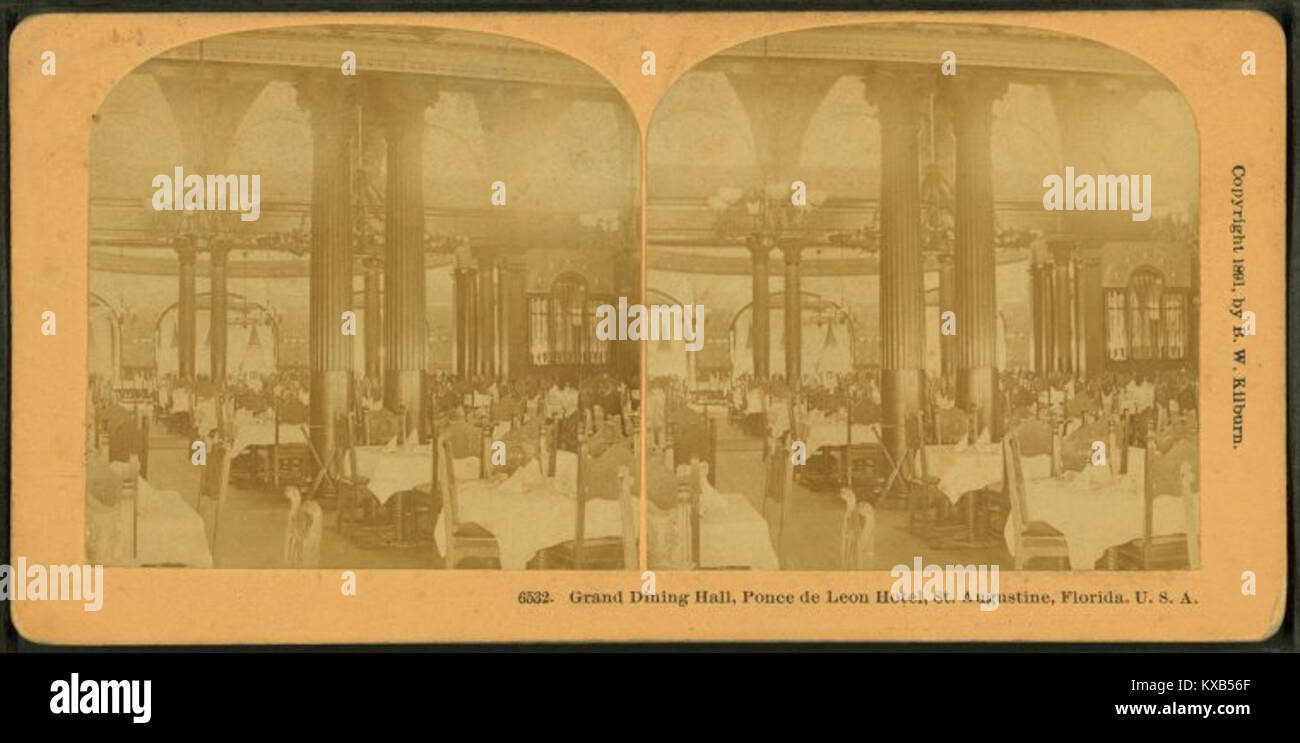 Grand Sala da pranzo, Ponce de Leon Hotel, St. Augustine, Florida, da Robert N. Dennis raccolta di vista stereoscopica Foto Stock