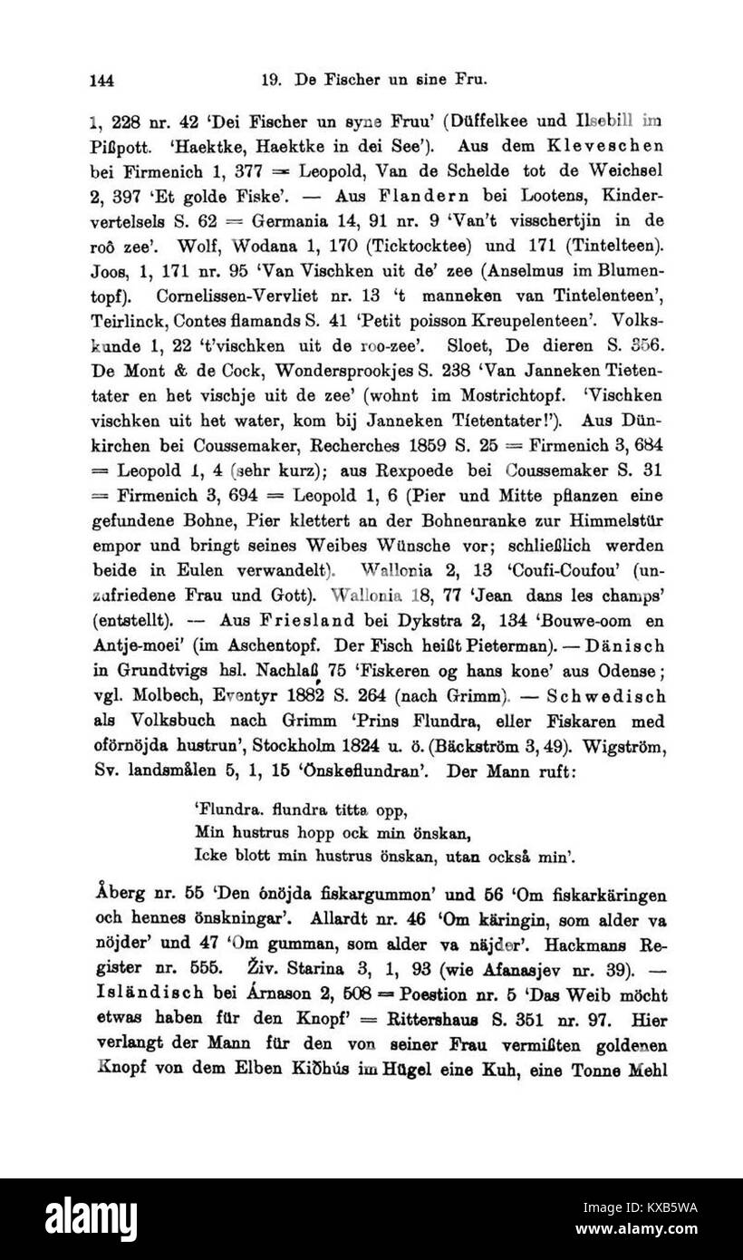 Grimm's Fairy Tales: Annotazioni di Bolte e Polivka fornisce un dettagliato commento scientifico sulle storie popolari, esplorando il loro significato culturale, storico e letterario in Europa. Foto Stock