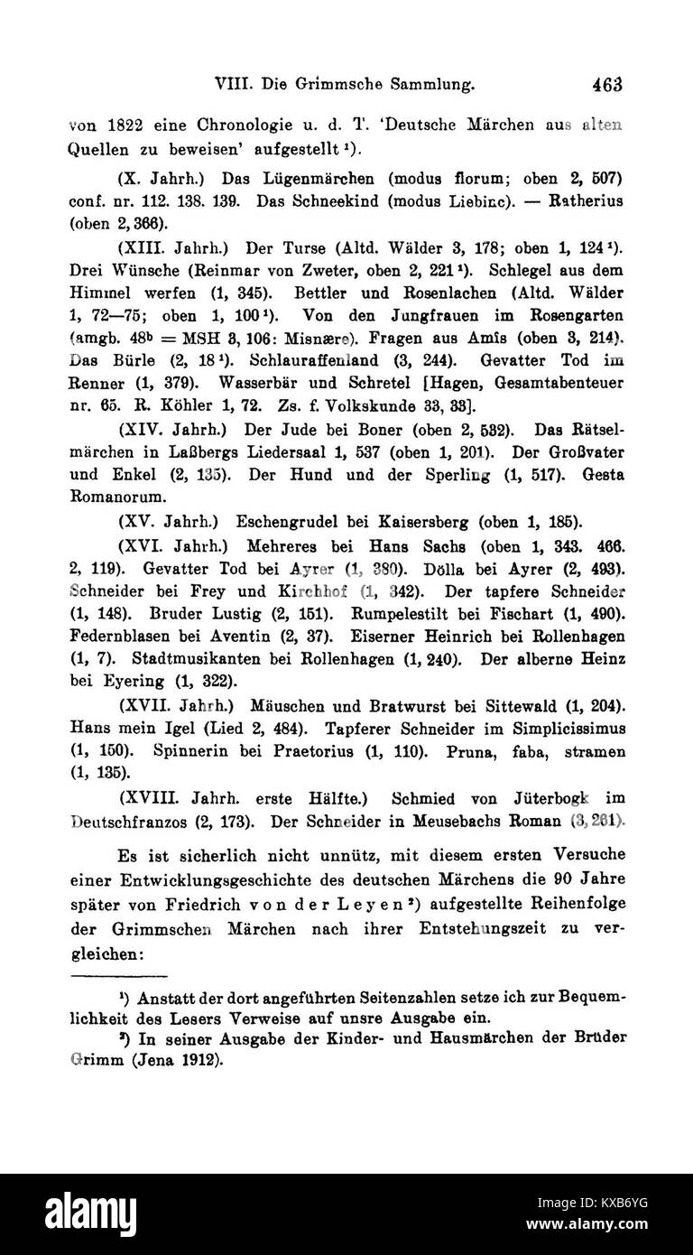 Il IV volume delle favole di Grimm annotato da Bolte e Polivka, fornisce analisi scientifiche e approfondimenti sul significato culturale e letterario delle storie Foto Stock